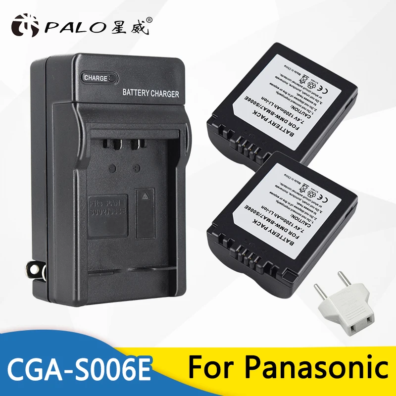 

PALO 2pcs Li-ion CGR-S006E DMW-BMA7 CGR-S006A Digital Camera Battery + Chargere For Panasonic DMC-FZ7 FZ8 FZ18 FZ28 FZ35 FZ50