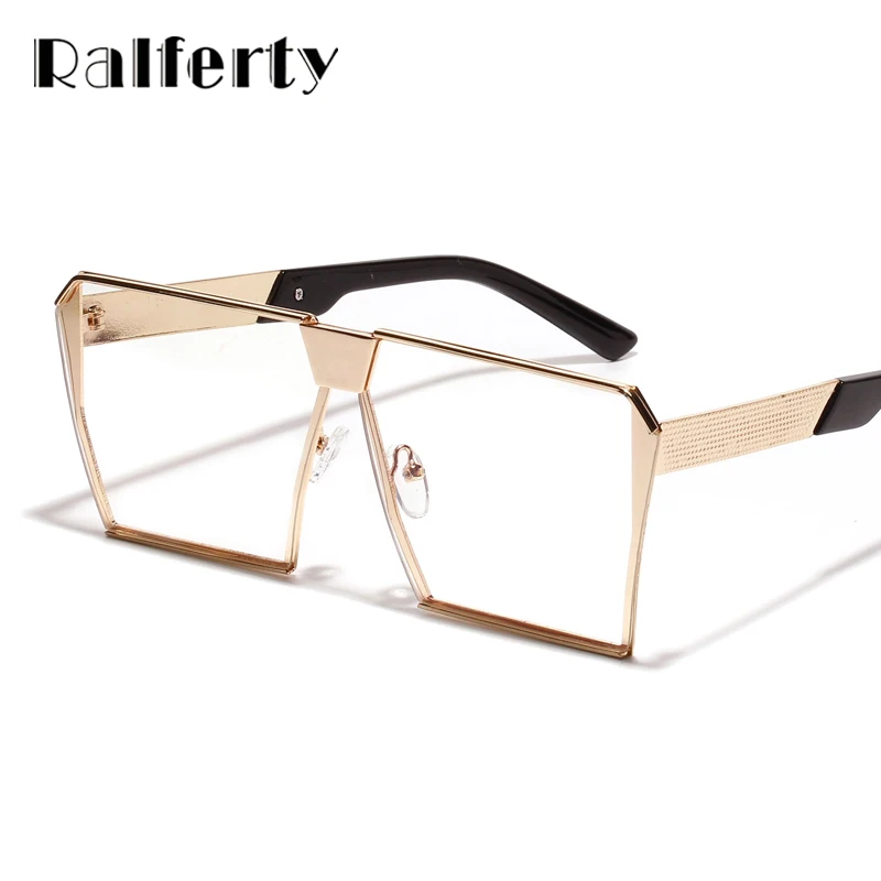 

Ralferty Vintage Oversized Square Glasses Frames Women Men Retro Gold Metal Eyeglasses Optical Frame Hip Hop Eyewear Clear A1115