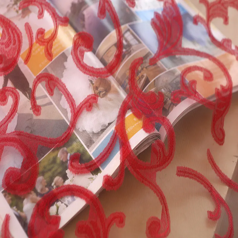 Красные, розовые, кофейные, желтые тюлевые шторы Pteris для гостиной, прозрачные вуалевые шторы с цветами для спальни, занавески из пряжи WP173& 20 - Цвет: Red Tulle