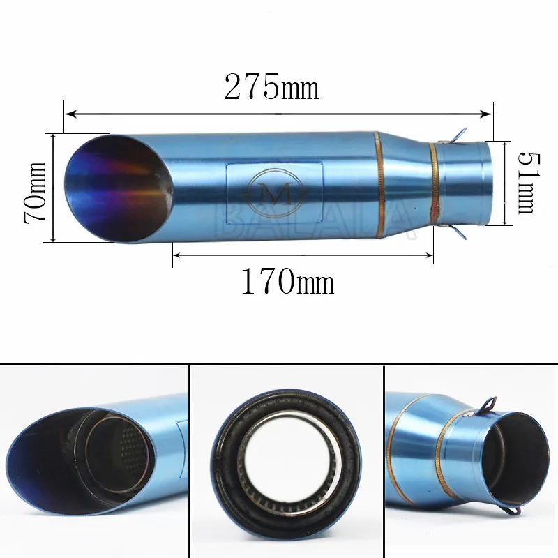 

51MM Inlet Universal Motorcycle Exhaust Muffler Modify Scooter Racing Moto ATV Dirt Pit Bike Exhaust Pipe With DB Killer