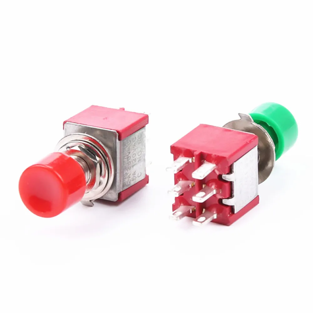 5PCS 6mm Automatic Reset Switch Hole Size Momentary OFF (ON) U/I 250V/2A 6pin Push button Switch