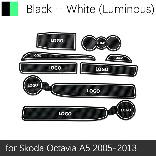 Противоскользящий коврик для ворот, резиновая подставка для Skoda Octavia A5 2005 2006 2007 2008 2009 2010 2011 2012 2013 MK2 1Z, автомобильные аксессуары - Название цвета: White Luminous
