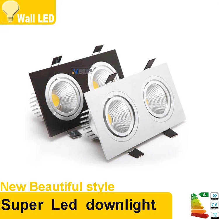 

Square Bright Recessed Double LED Dimmable Square Downlight COB 14W 20W LED Spot light decoration Ceiling Lamp AC 110V 220V