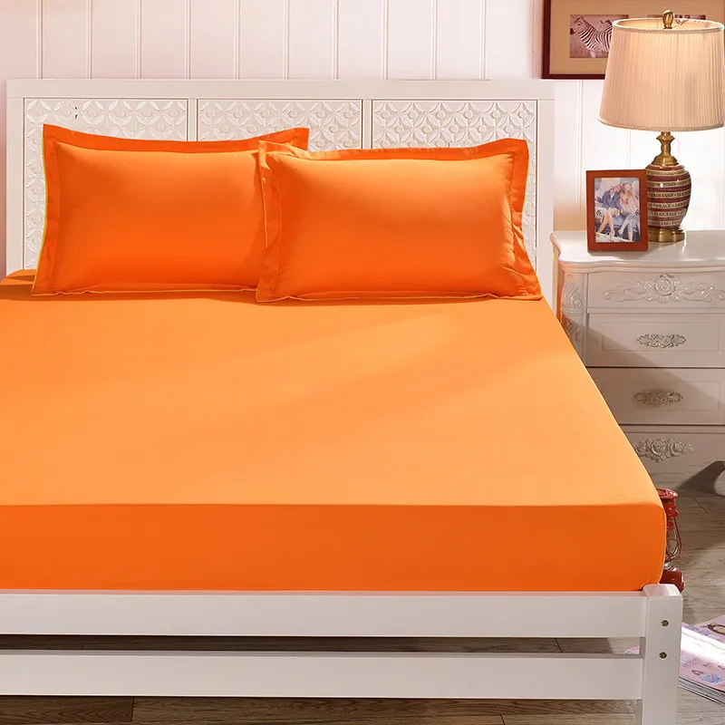 

3pcs Solid Orange Color Bedding Sets 100% Polyester Fitted Sheet Pillowcase Sets For Kids Adults Single Double Bed XF335-5