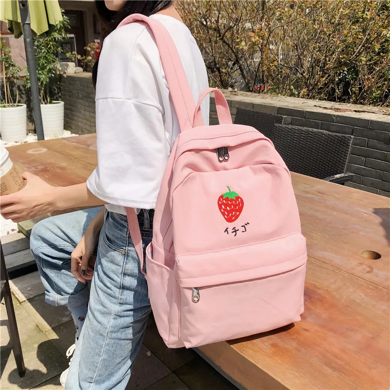 embroidered canvas backpack