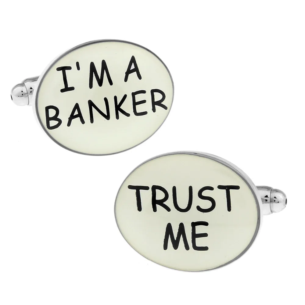 Новинка редкие I'M A BANKER TRUST ME буквы овальной формы запонки мужские свадебные