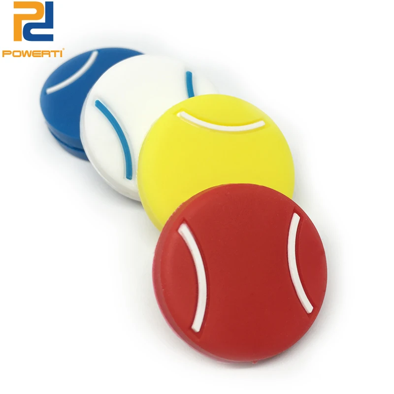 

POWERTI 10 pcs/pack Tennis Racket Dampener Flat Ball Round Silicone Tennis Vibration Shocker Dampener