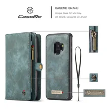 

CASEME For Samsung Galaxy S9 Plus Wallet Case Split Leather Zipper Bag Multi Slot Removable Magnet Back Cover Case for Galaxy S9