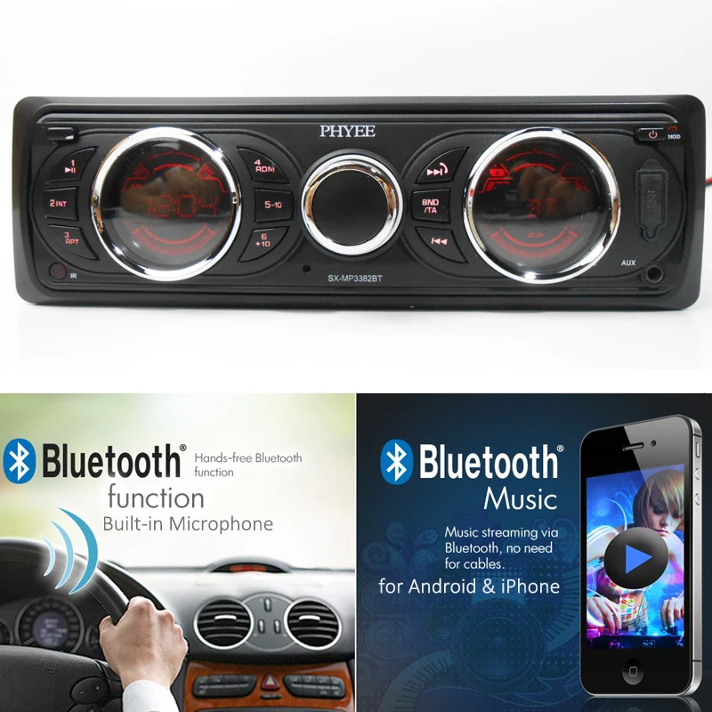  1 Din Detachable Car Radio RDS Autoradio Bluetooth Stereo Audio A2DP Handsfree AM FM USB SD AUX ISO