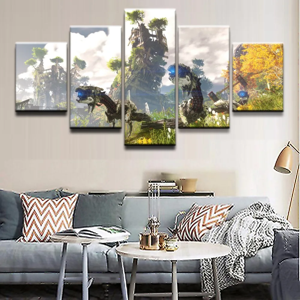 

Canvas Paintings Wall Art HD Prints Home Decorative Framework 5 Pieces Horizon Zero Dawn Game Posters For Living Room Pictures