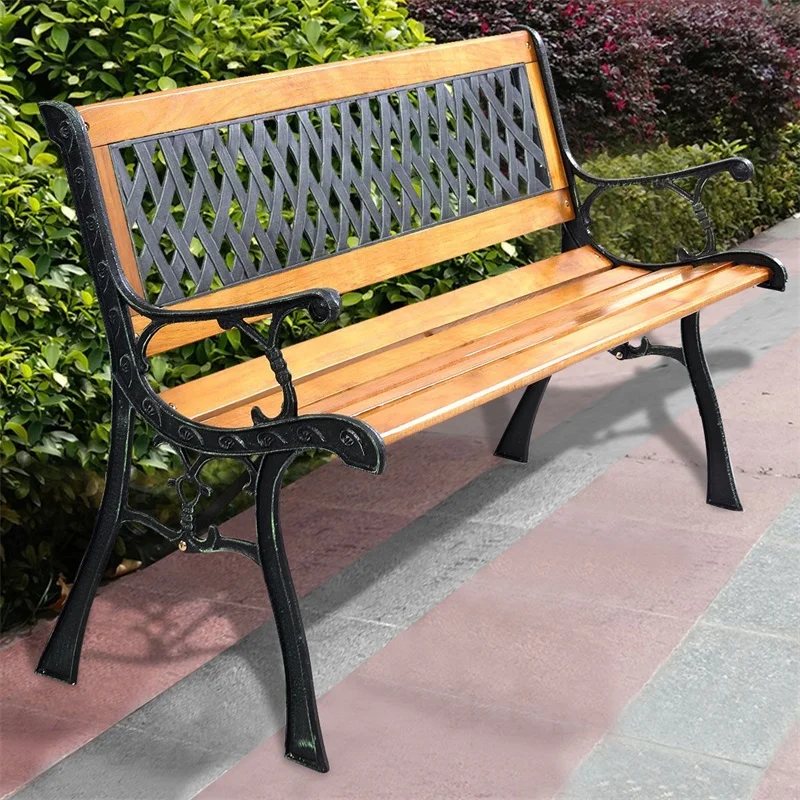 Good Quality Strong Cast Iron Frame Outdoor Patio Bench Smooth