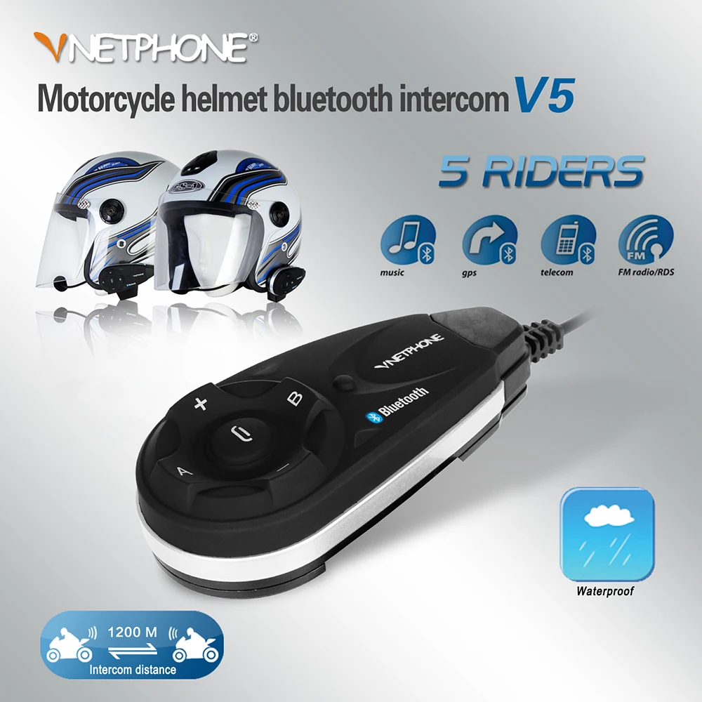 VNETPHONE Motorcycle Bluetooth Intercom Helmet Headset Intercom 5