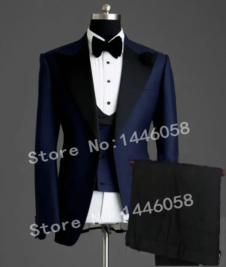 Black Velvet Lapel Mens Suits Red Groomsmen 3 Pieces Tuxedos Costume Slim fit Formal Prom Party Men Wedding Groom Suits - Цвет: as picture