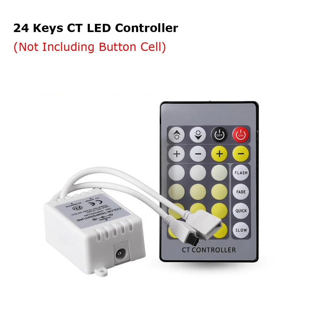 CCT Светодиодная лента 24 В с регулируемой яркостью светодиодный WW CW IP67 12 В Светодиодная лента светильник DC теплый холодный цвет Регулировка Гибкая ленточная светильник s водонепроницаемый - Испускаемый цвет: 24Keys CT Controller