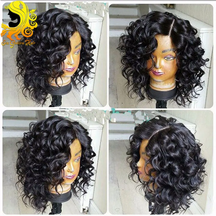 7A Short Human Hair Lace Front Wigs Black Women Brazilian ...