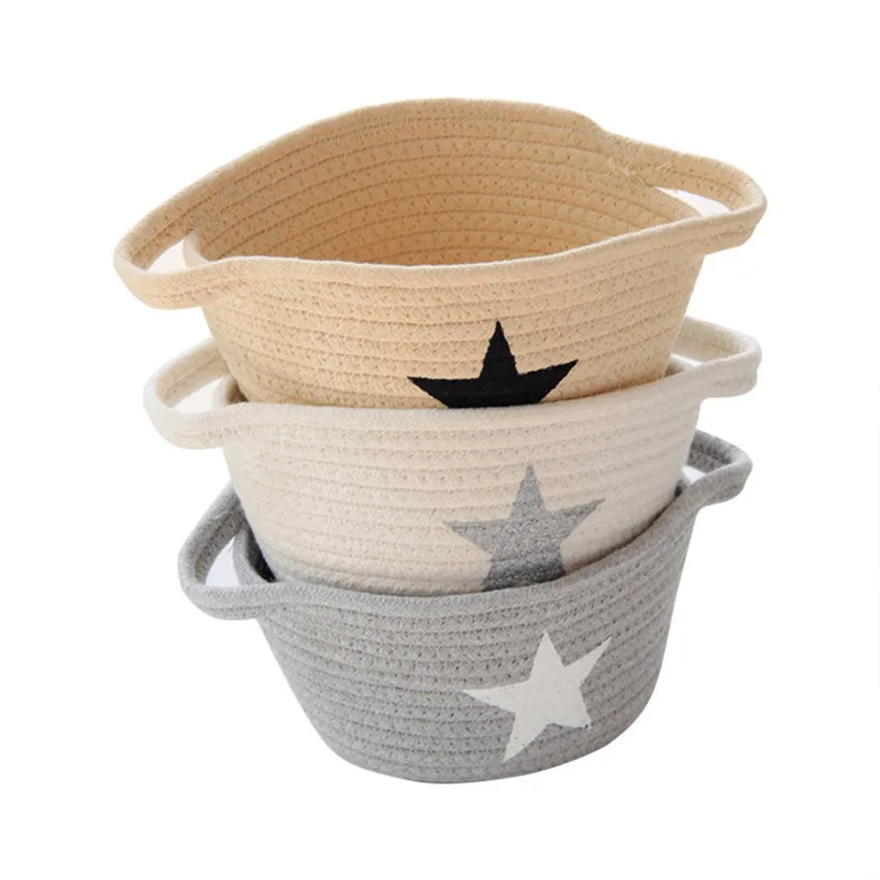 Storage Basket Round Boat Cotton Handmade Woven Sundries Snacks Food Laundry Basket Office Desktop Neatening Box Storage Basket Round Boat Cotton Handmade Woven Sundries Snacks Food Laundry Basket Office Desktop Neatening Box