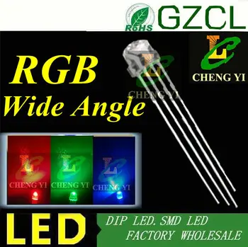 

Common anode Tri-color led diode 4.8mm RGB full color DIP LED wide viewning angle(Free shipping)