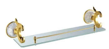 

FREE SHIPPING new design 24k GOLD white crystal single glass shelf