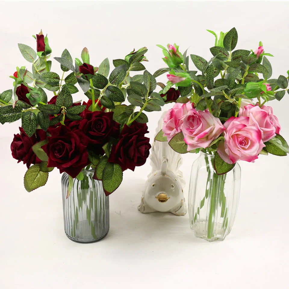 Large Artificial Flowers Roses For Wedding Party Table Home Decoration Real Touch Silk Flowers Bunches Fake Flowers Bouquet (8)