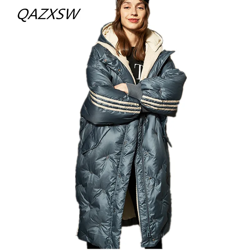 Black Épais Canard Version pink Nouvelle Le228 Le Longue De Veste Qazxsw À Section white Lâche Hiver 100 blue Vers Bas 2018 Duvet Capuchon Extérieure Chaud Femmes Manteau Une OEUFwaSq