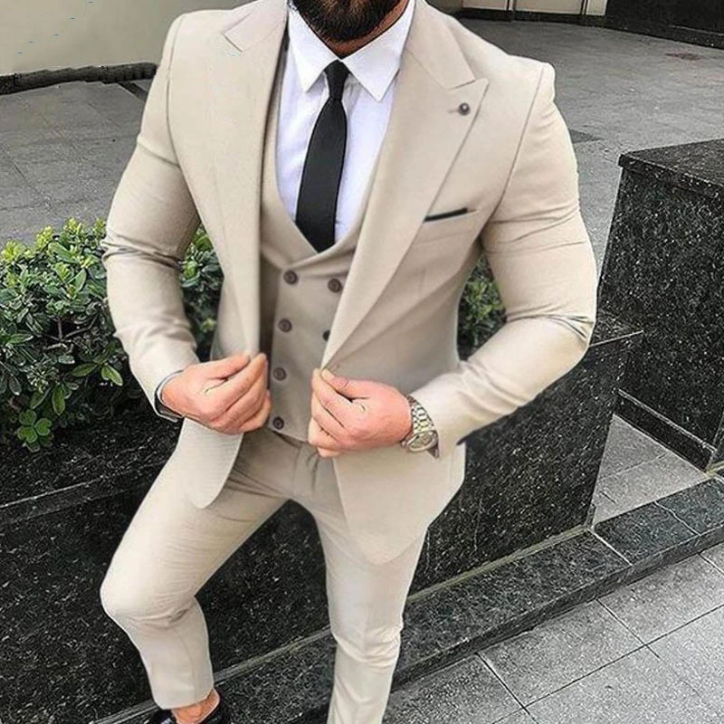 Custom Made Beige Men Suits For Wedding 