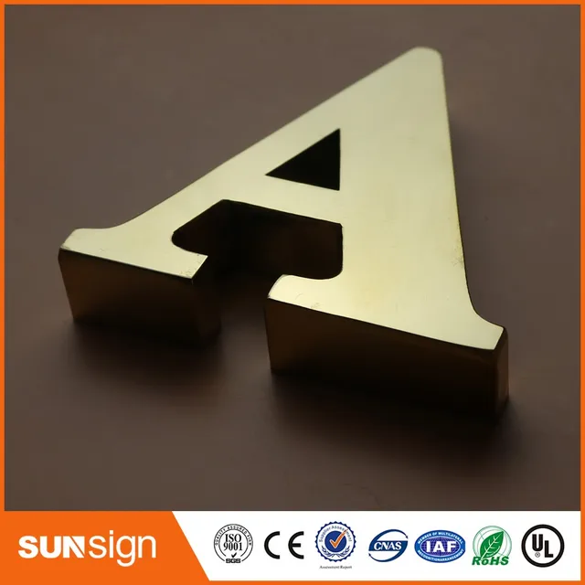 customize gold color stainless steel letters sign company logo sign