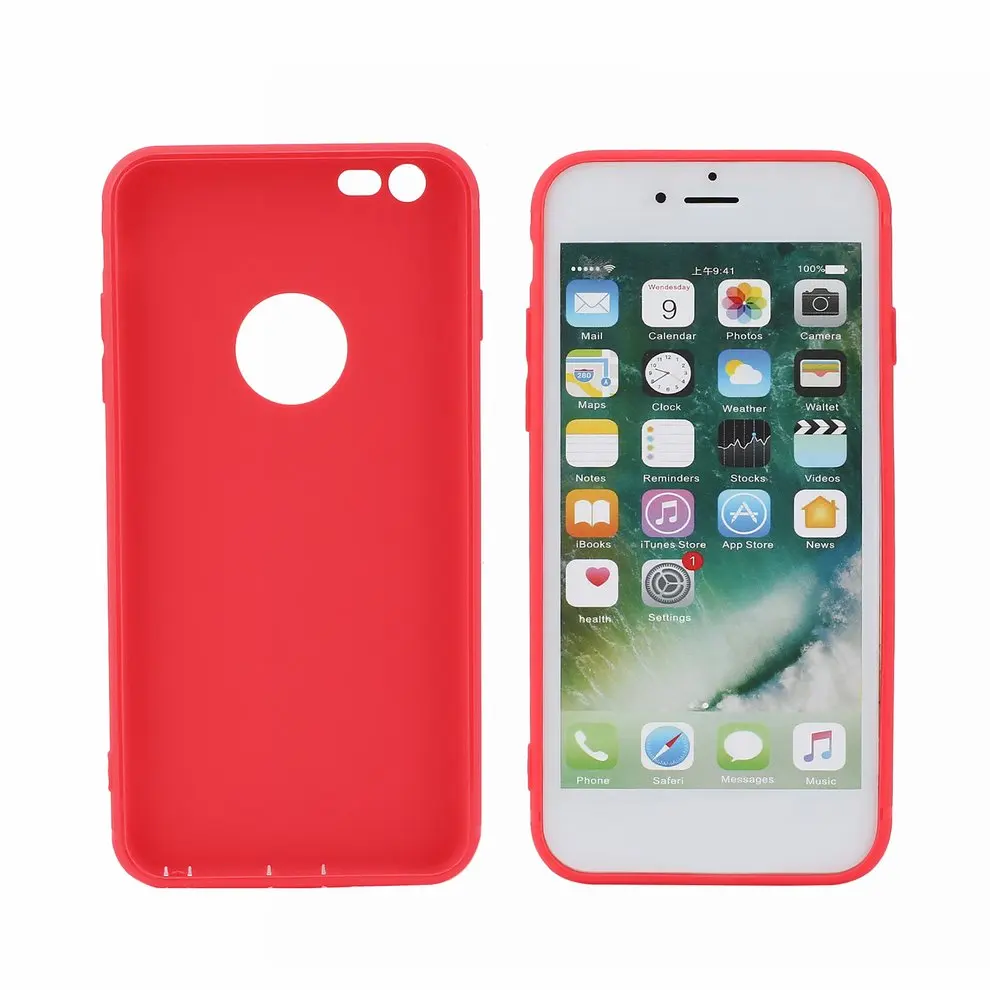 

2pcs Silicone Matte Red Back Cover Shockproof Protective Phone Case Shell For iPhone 6/6S Plus