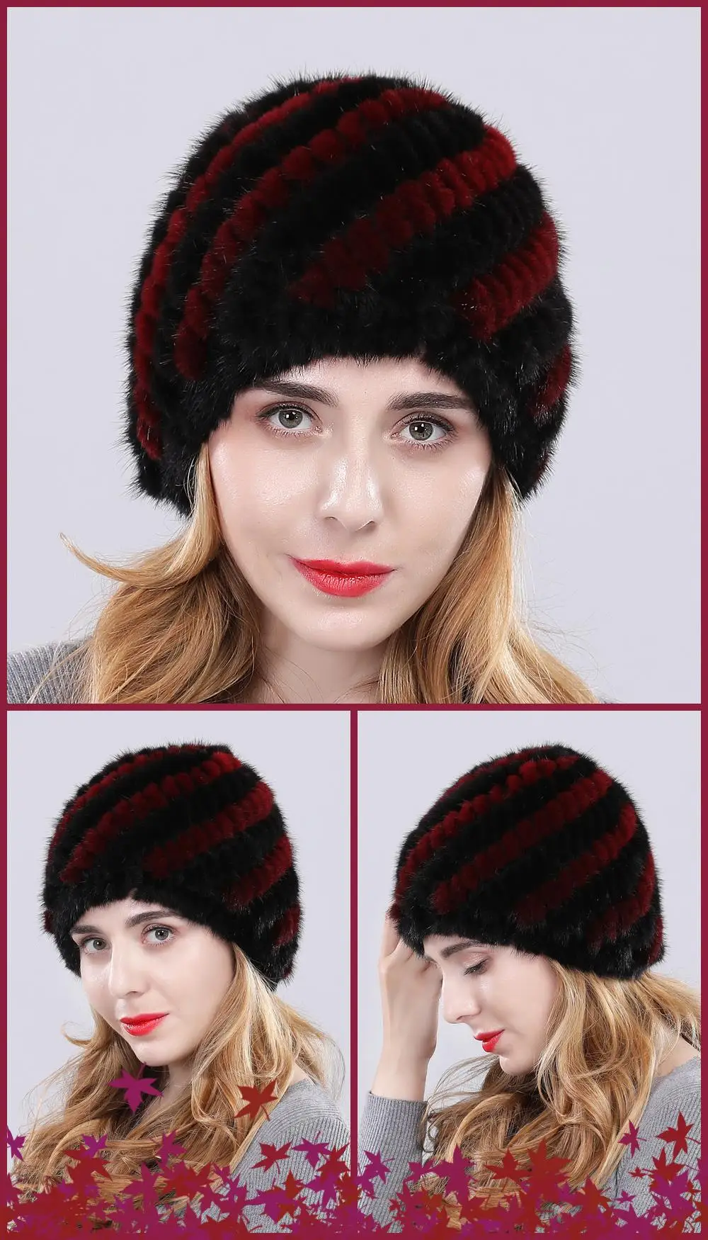 new arrival women real mink fur hat classic knitted genuine mink cap elastic warm brand wool lining thick fashion
