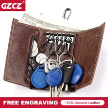 GZCZ мужской чехол для ключей из натуральной кожи, держатель для ключей, повседневный мини-бумажник ключница для ключей от автомобиля, небольшой портфель, органайзер, сумка, кошелек для монет