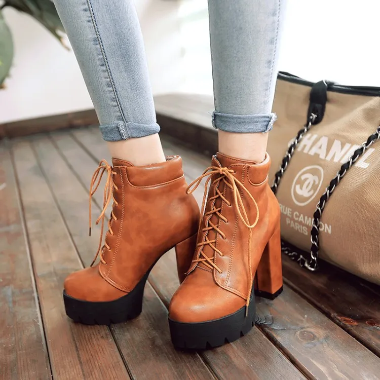 

Big Size 9 10 11 12 boots women shoes ankle boots for women ladies boots Belted table with round head