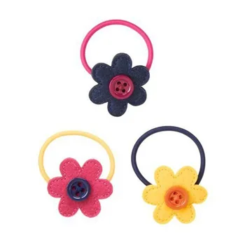 

50pcs=25sets cute flower button hair rubber Baby girl birthday party favors gifts for girl hair elastic hairband wholesale