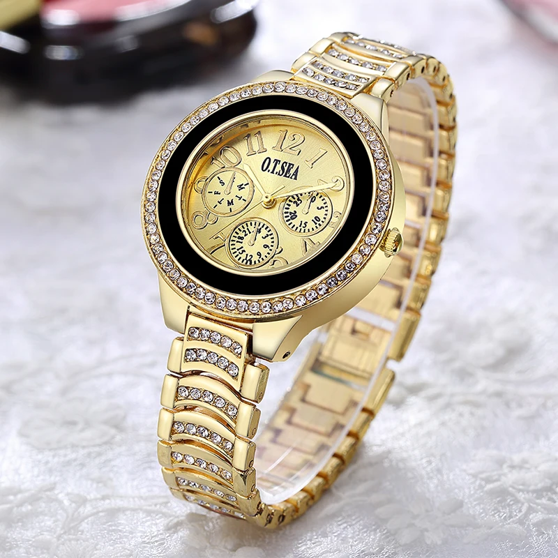 Часы O. T. SEA женские кварцевые с золотым покрытием|luxury brand|luxury luxury brandmujer reloj |