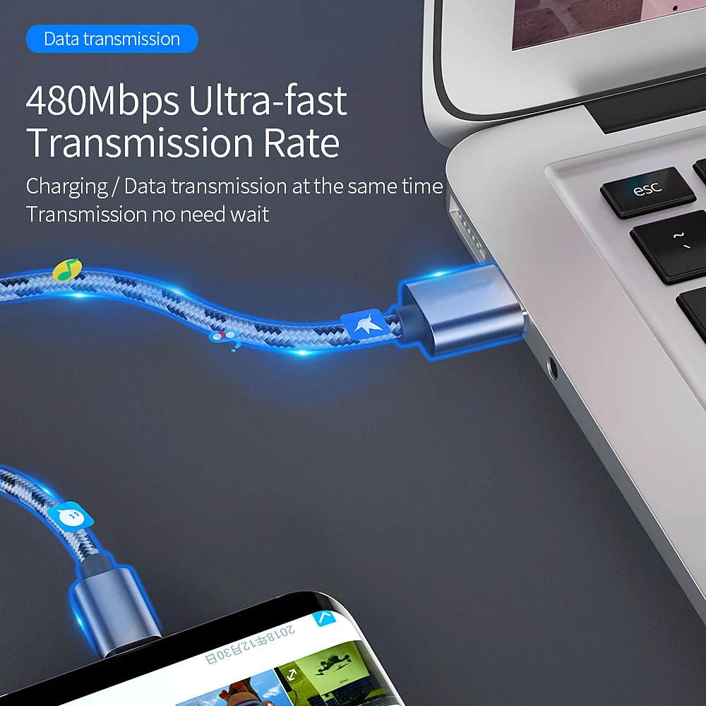 USB نوع C كابل لسامسونج S9 سريع تهمة نوع-C الهاتف المحمول شحن سلك USB C كابل ل xiaomi mi9 Redmi ملاحظة 7 كابل بيانات
