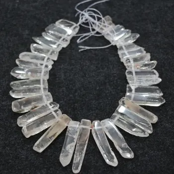 

Approx 36pcs/strand Clear White Quartz Raw Quartz Point Pendant//Rough Top Drilled Stick Gem Stone Beads Briolettes Jewelry