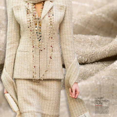 Tecido de lã Tecido para Cabolsa Limitada Venda Quente Moda Importado Janela Francesa Rainha Tweed Viscose Tissu au Metro Pano Brilhante Diy