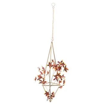 

Mini Gardening Decor Minimalist Geometric Hanging Iron Air Plants Rack Chain Tillandsia Holder DIY Art Craft Balcony Ornament