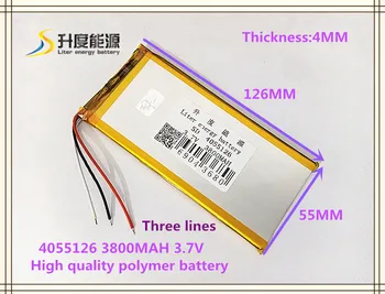 

3.7V 3800mAH 4055126 Polymer lithium ion / Li-ion battery for power bank tablet pc cell phone speaker mp4 gps