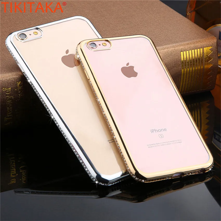

For iPhone 6 6S Plus 7 Plus Glitter Bling Diamond Case Luxury Crystal Transparent Silicone Phone Carcasas For iPhone 6S Plus Hot