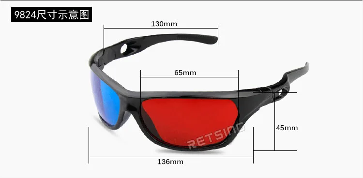 New Black Frame Red Blue 3D Glasses For Dimensional Anaglyph Movie Game DVD Video TV Red Blue 3D Glasses