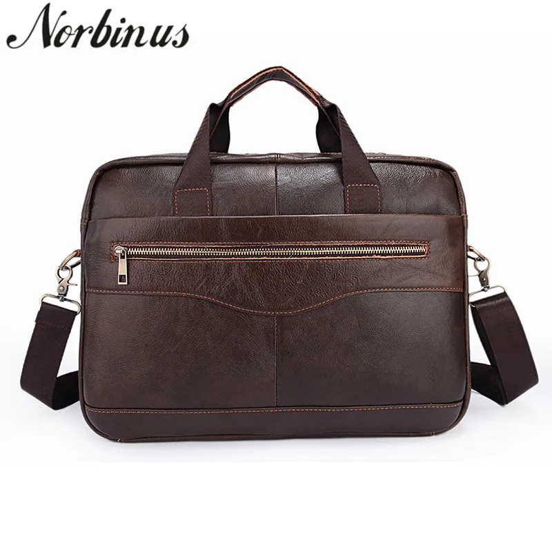 

Norbinus Genuine Leather Men Shoulder Bags Men Leather Handbags Business Briefcase Male Laptop Computer Bag Casual Messenger Bag