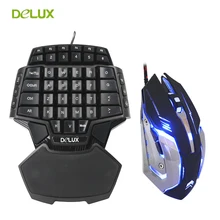 Delux Gamer Gaming T9 Keyboard and Mouse Combo Set PC Professional Single Hand Wired Keyboard Macro 3200 DPI LED Game Mouse