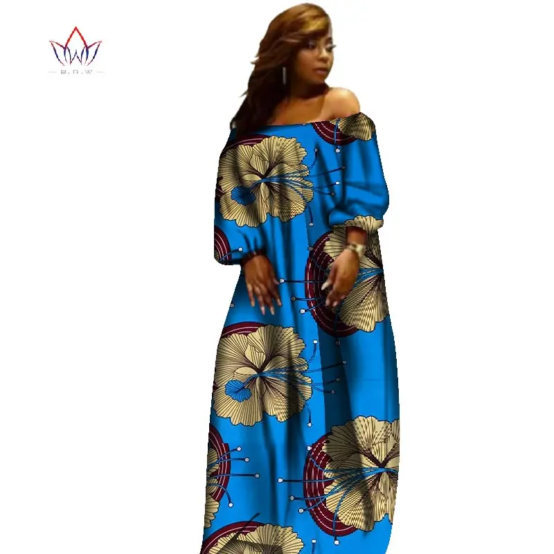

2019 African Slash Neck Dresses for Women Printing Dashiki Casual Dress Robe Femme Casual Indian Clothing big Size BRW WY2110