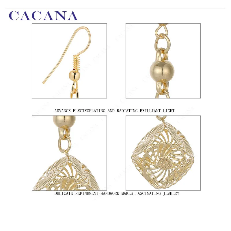 CACANA Dangle Long Earrings For Women CZ Within Cube Top Quality Bijouterie Hot Sale No.A437 A438
