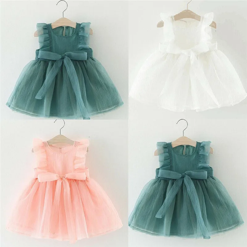 Короткое Кружевное мини-платье для маленьких девочек летнее фатиновое платье-пачка с оборками Сарафан