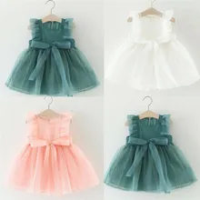 Короткое Кружевное мини-платье для маленьких девочек летнее фатиновое платье-пачка с оборками Сарафан