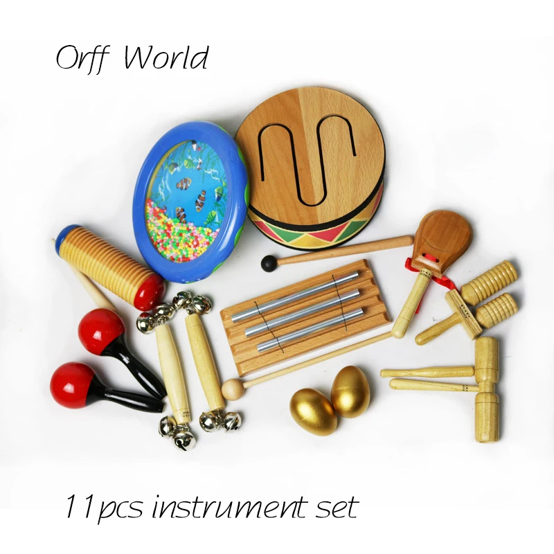 Orff world 11 pcs set musical instruments wooden toys for babies teach music percussion drums