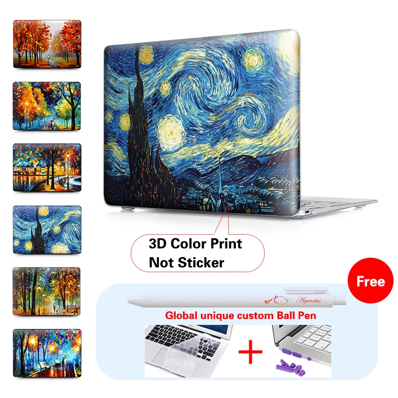 Starry Night Painting Crystal Laptop Case For Macbook Air 13 Case Air 11 Pro 13 15 Retina New 12 Inch Mac Book Air 13 Case A1465