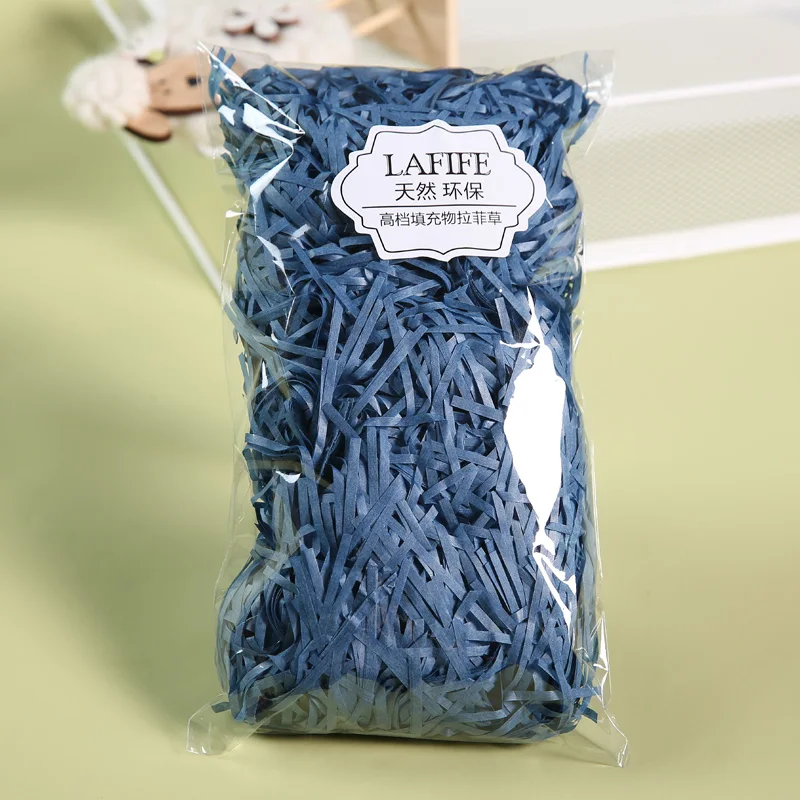 100 г/пакет DIY сухая соломенная Подарочная коробка наполнения материала для украшения свадьбы/дня рождения измельченная сморщенная бумажная рафия темного цвета - Цвет: Navy blue