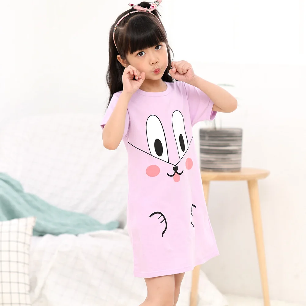 Новинка; летняя ночная рубашка с единорогом для маленьких девочек; хлопковая ночная рубашка; модная детская ночная рубашка с героями мультфильмов; детские пижамы; платье принцессы для девочек - Цвет: XB-dress