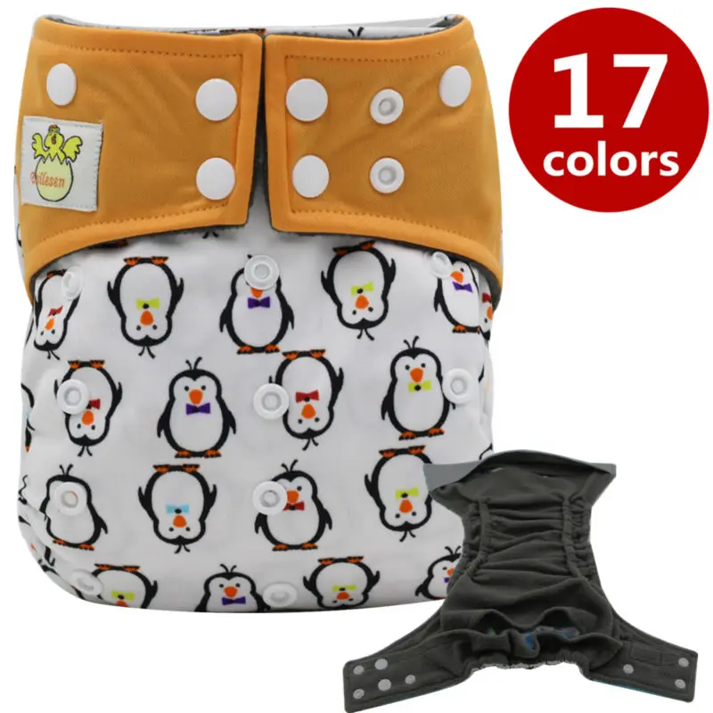 Beilesen Breathable Bamboo Charcoal Cloth Diaper Double Gussets Inner